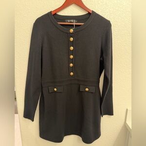NWT Nenona black sweater dress with gold buttons